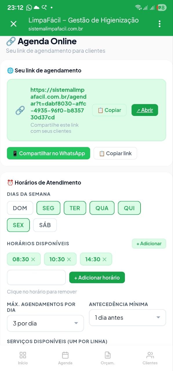Agenda Online LimpaFácil