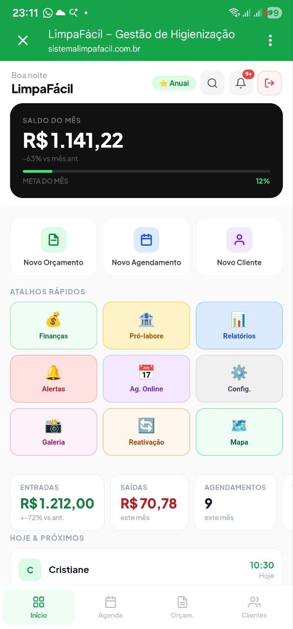 Dashboard LimpaFácil